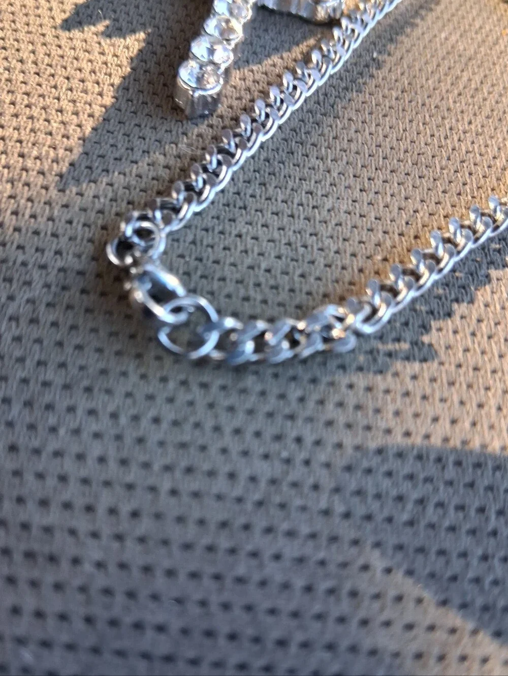 Silver Chain Necklace with Crystal Cross Pendant
